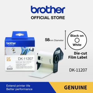 Brother Tape DK-11207 CD/DVD Labels 58mm x 100 Label Black On White