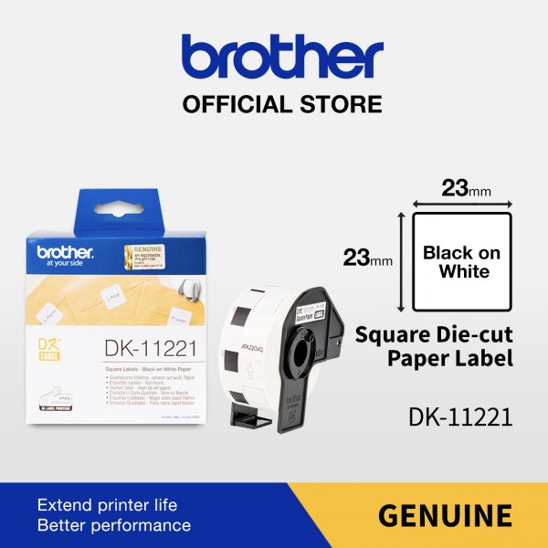 Brother Label Tape DK-11221 Square Paper Labels (23mm x 23mm)