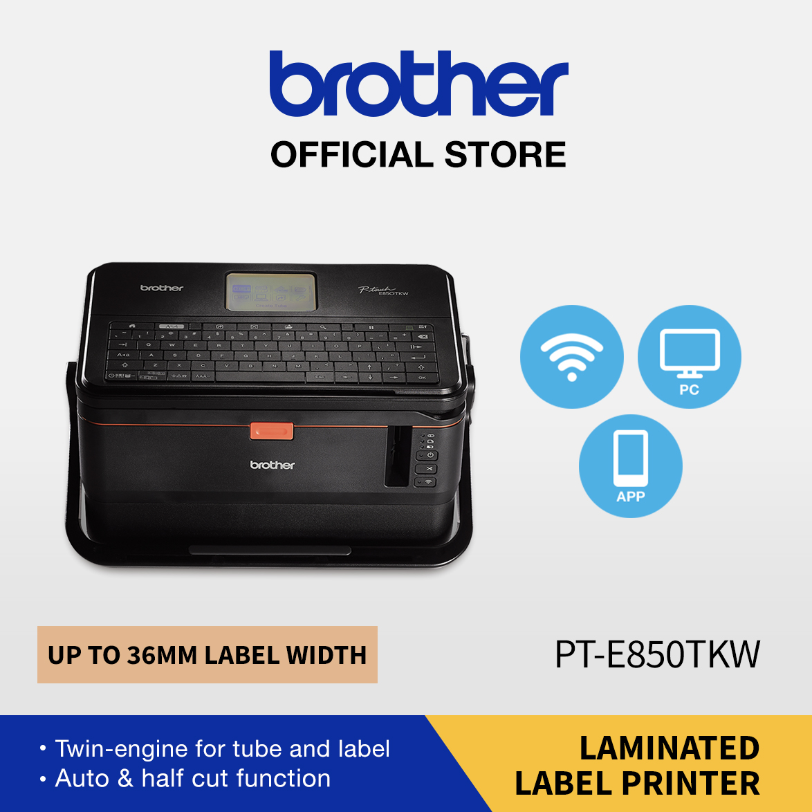 BROTHER PRINTER LABEL PTOUCH PTE850TKW HETERO