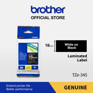 BROTHER TAPE TZE-345 18MM WHITE ON BLACK