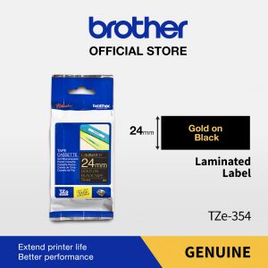 Brother Label Tape TZE-354 24MM Gold On Black TZe354