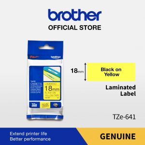 BROTHER COLOR TAPE TZE-641 18MM LAMINATED BLACK ON YELLOW