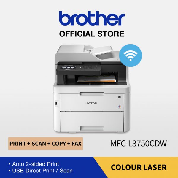 BROTHER PRINTER MFC-L3750CDW COLOUR LASER PRINT SCAN COPY FAX DUPLEX WIFI
